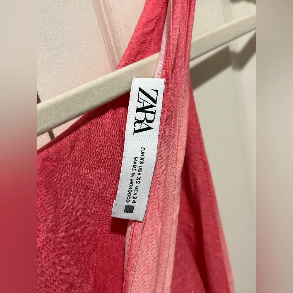 Zara Linen Blend Tie Dye Midi Dress Resort Beachy Summer, size XS - Picture 9 of 11